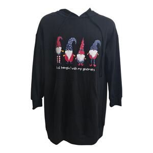 Just Hangin With My Gnomes Pullover Hoodie Lightweight Oversized Small Holiday